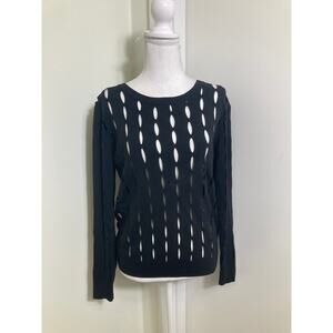 Oc Black Cut Out Long Sleeve Sweater Sz S